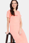 Zivame Peeking Barks Knit Cotton Mid Length Nightdress - Peach Nector — thumbnail 1